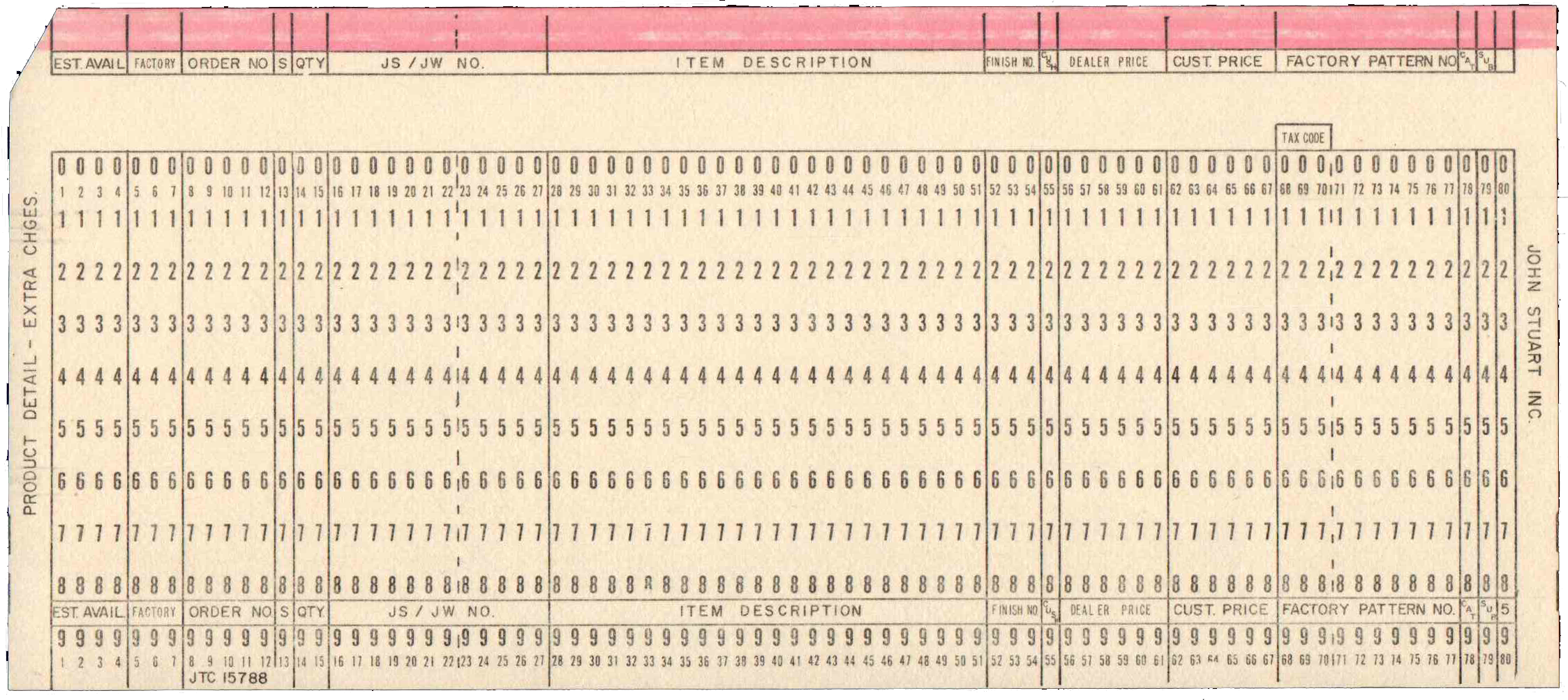 Front of unpunched card