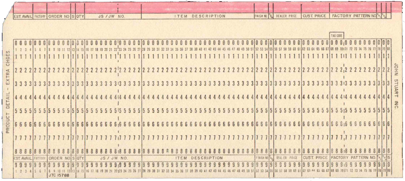 Front of unpunched card