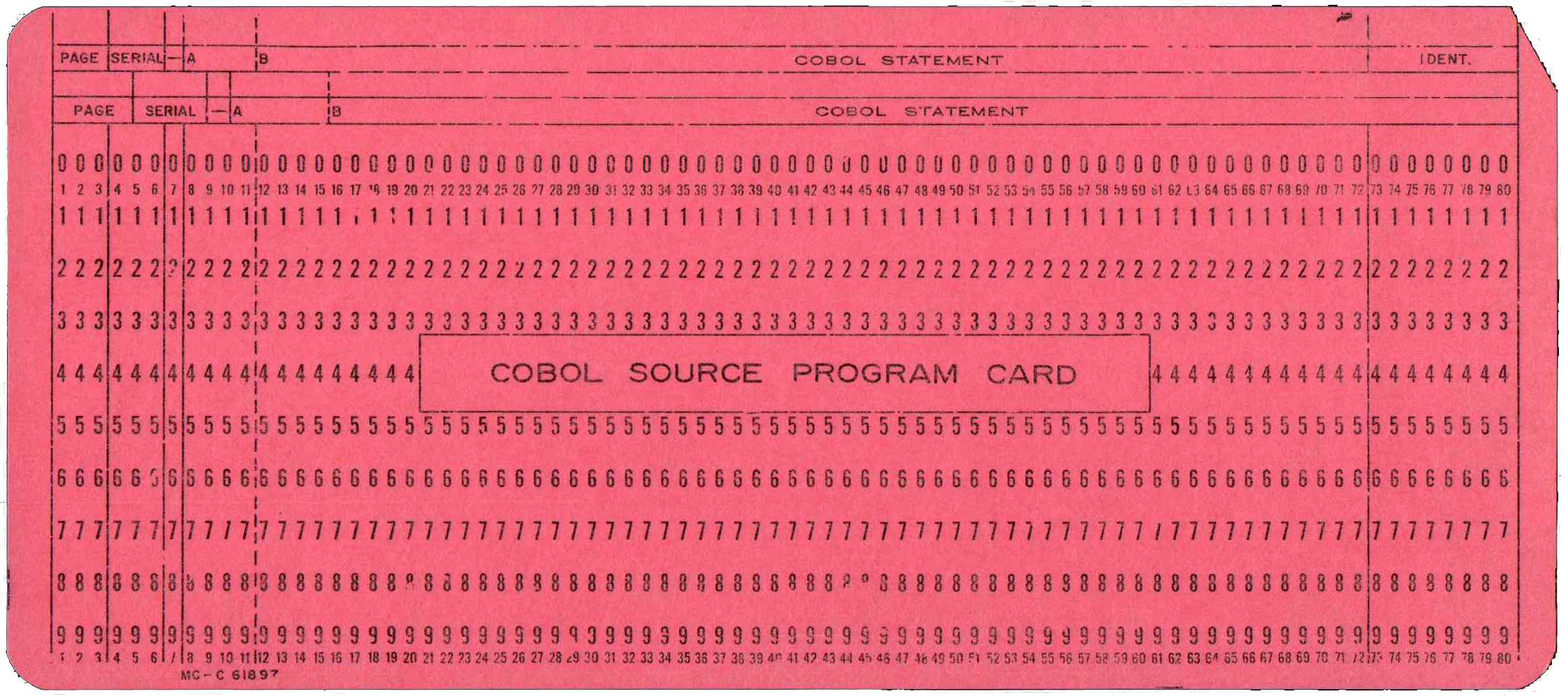 Front of unpunched card