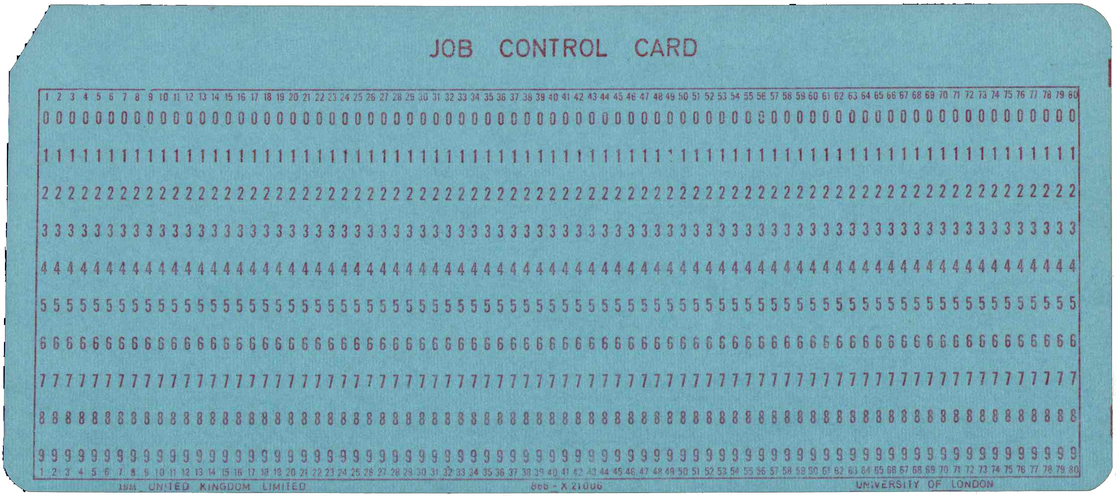 Front of unpunched card
