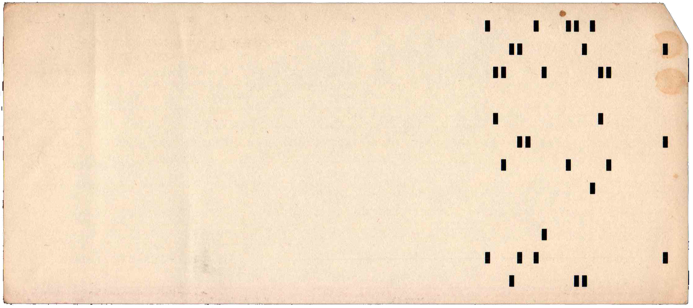 Back of punched card