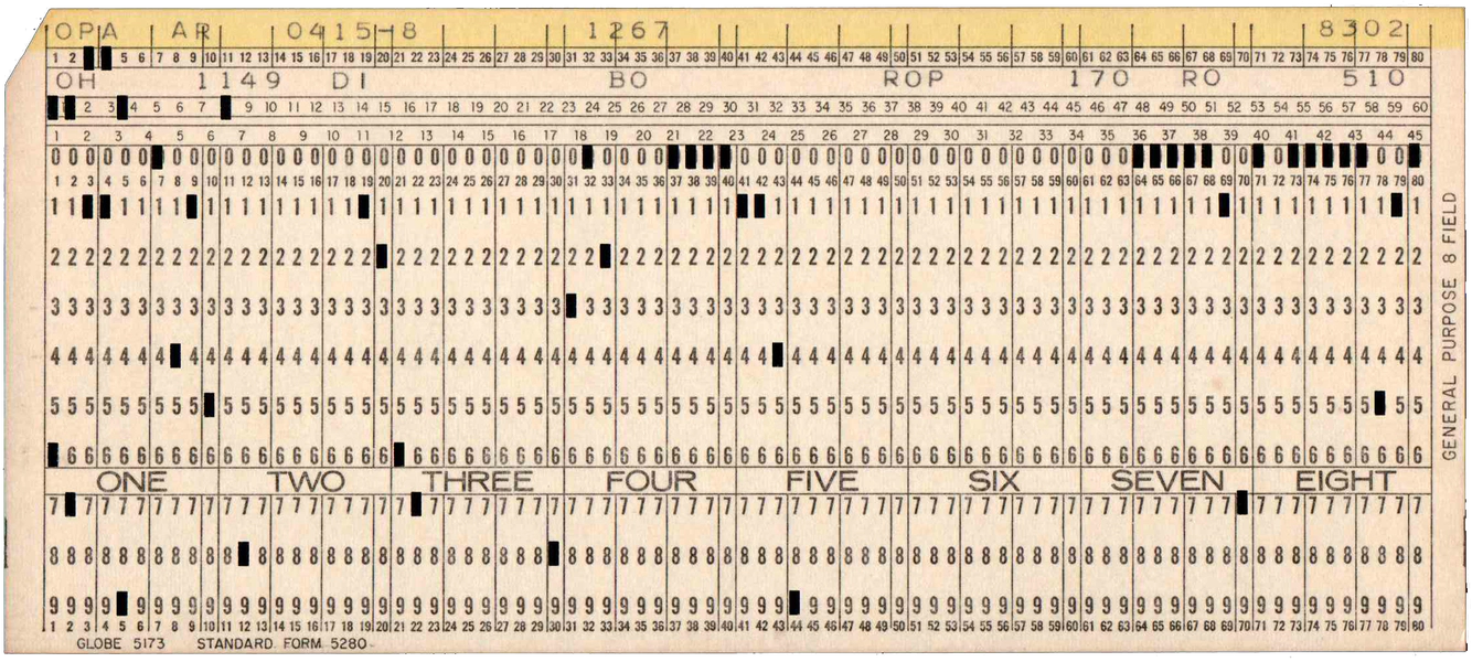 Front of punched card