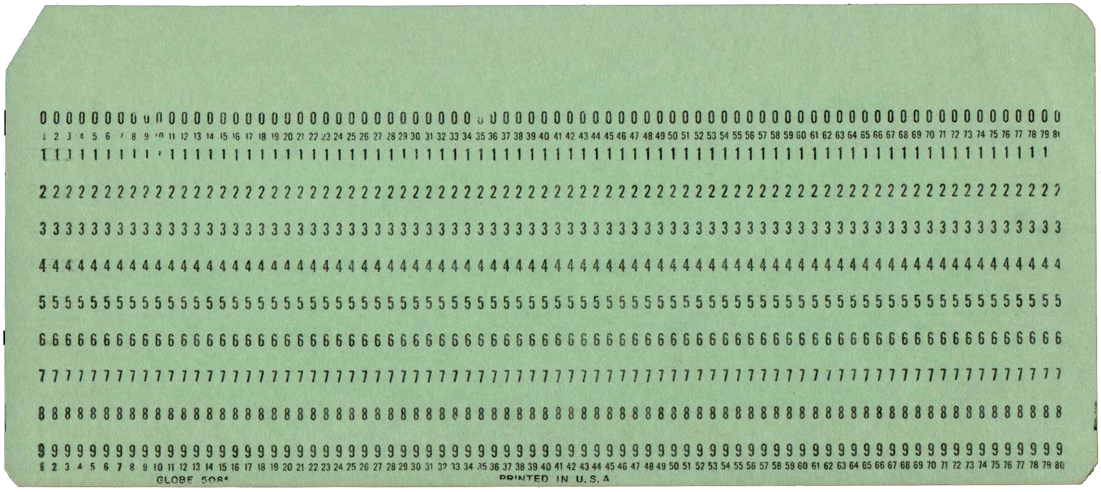 Front of punched card