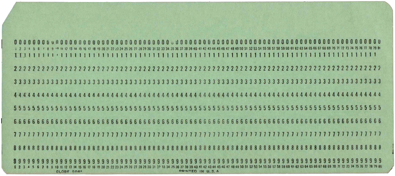 Front of punched card