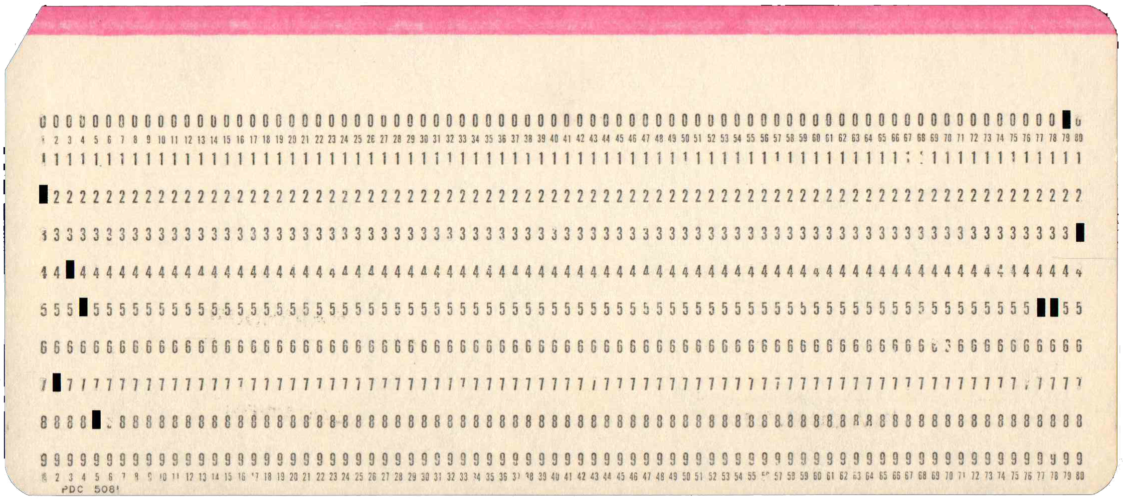Front of punched card