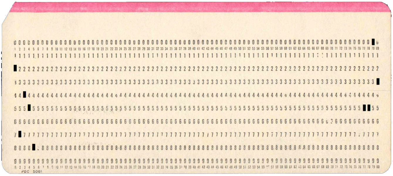 Front of punched card