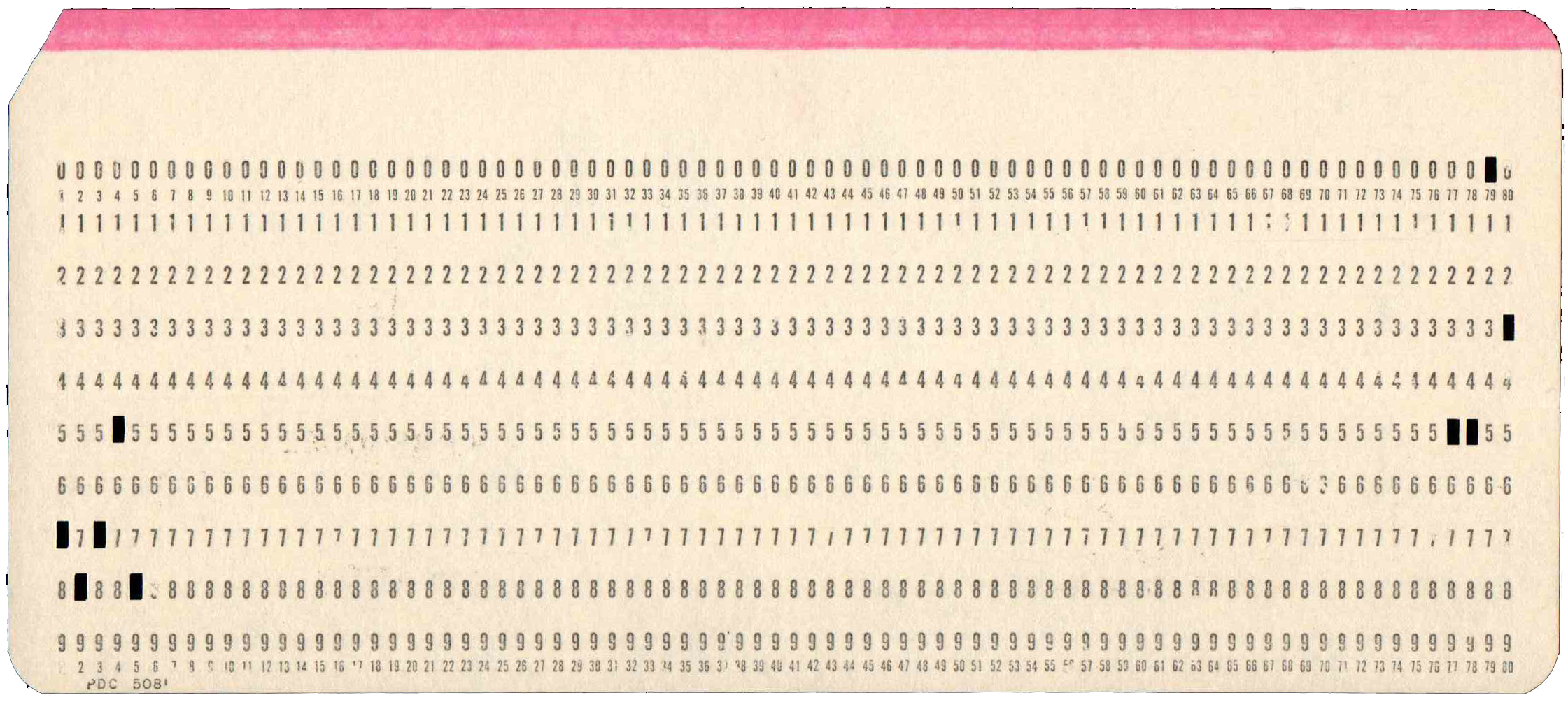 Front of punched card