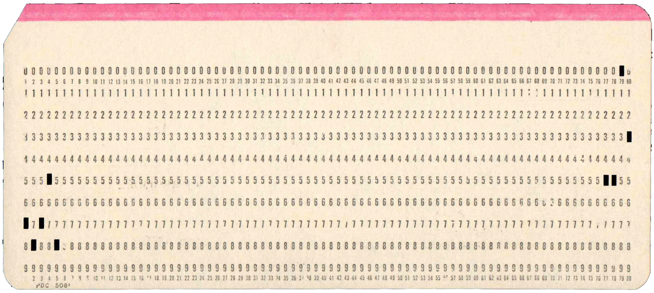 Front of punched card