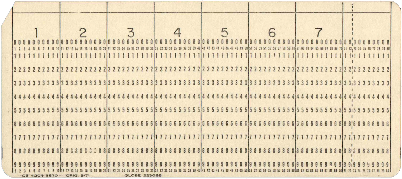 Front of unpunched card