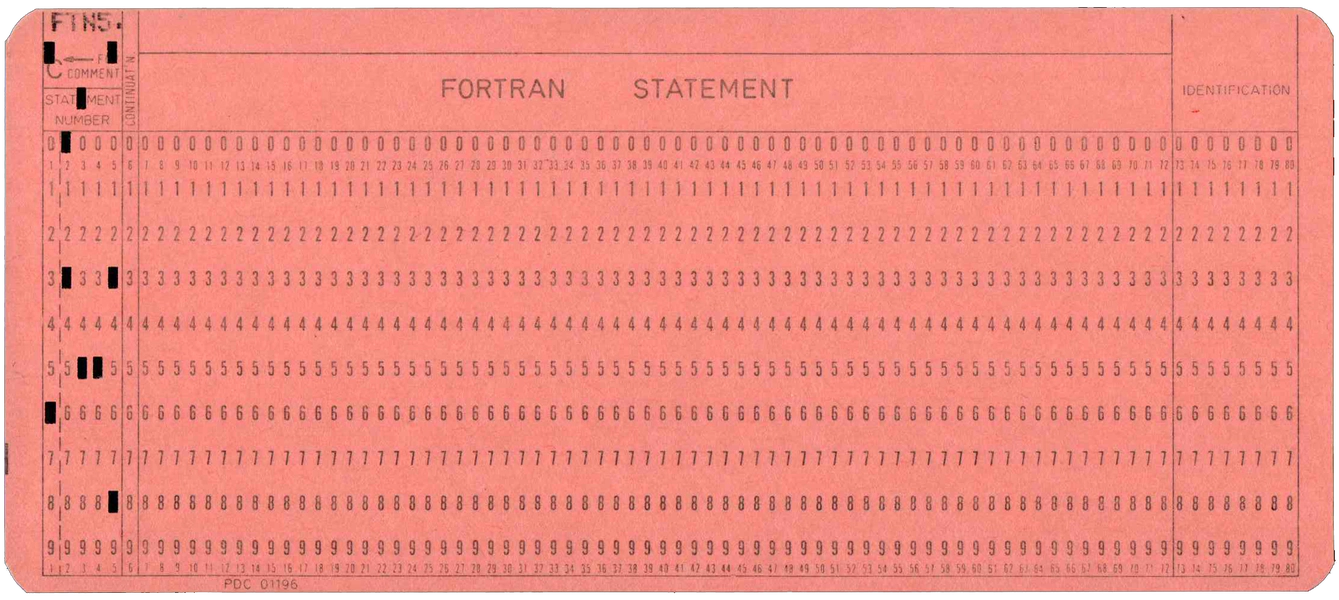 Front of punched card