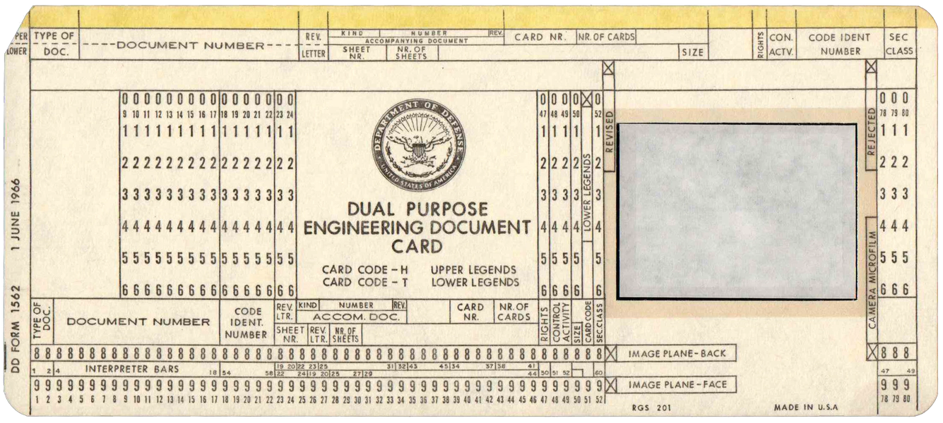 Front of punched card