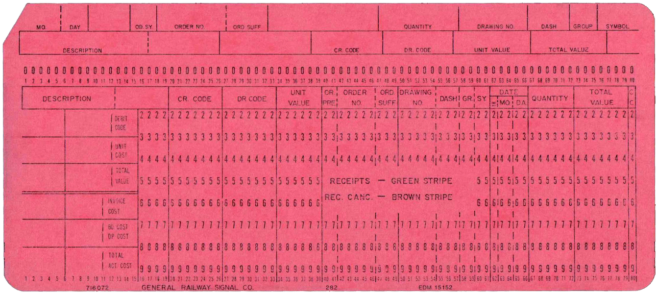 Front of unpunched card