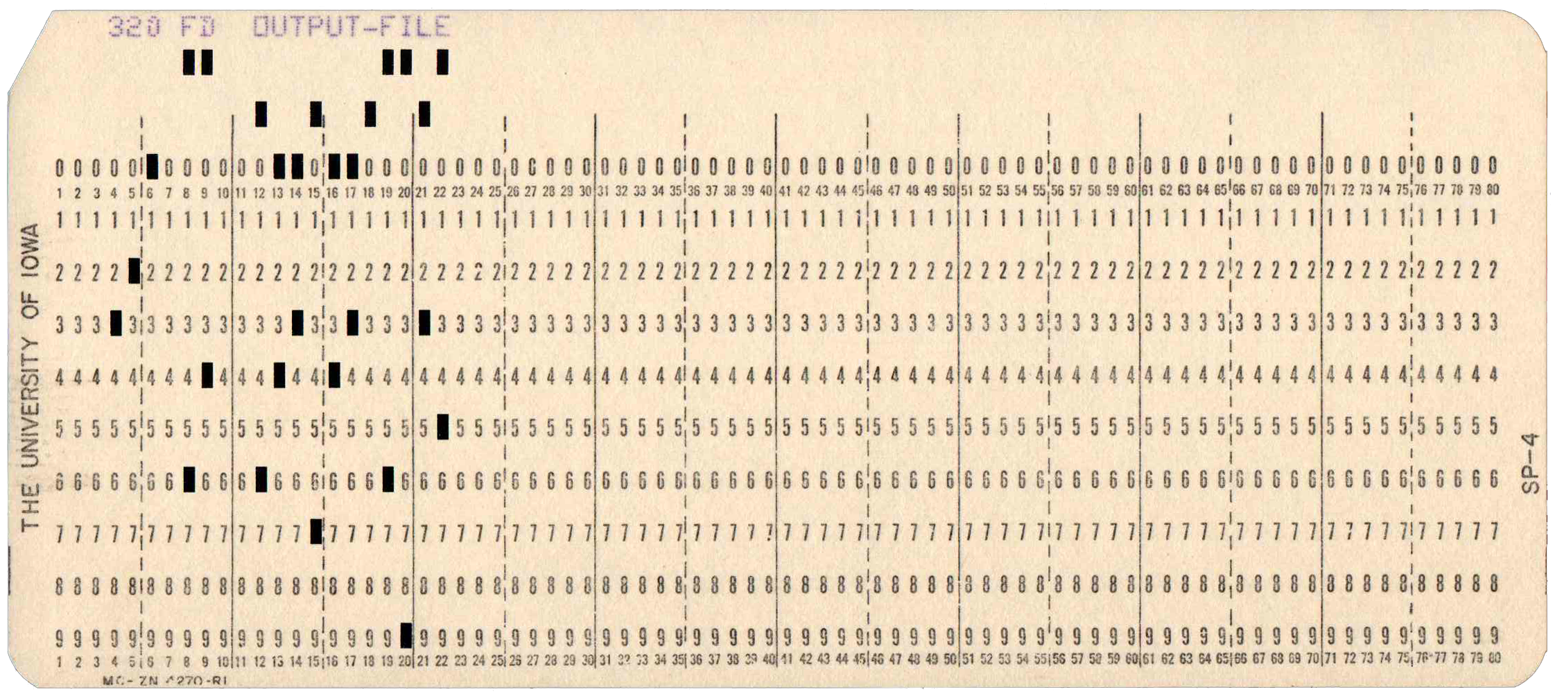 Front of punched card