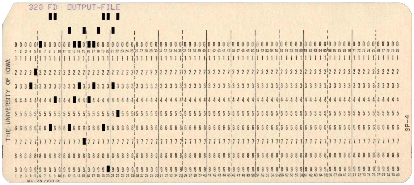 Front of punched card