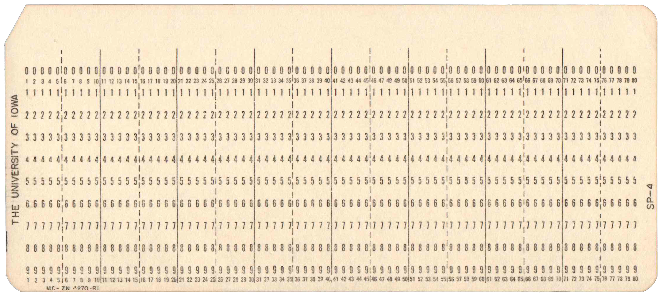 Front of unpunched card