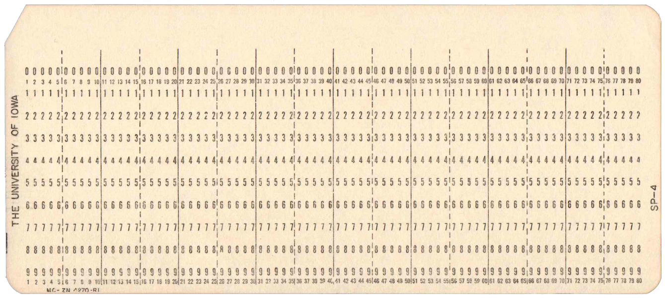 Front of unpunched card