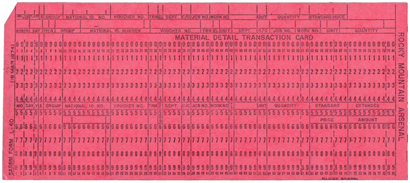 Rocky Mountain Arsenal - Material Detail Transaction Card