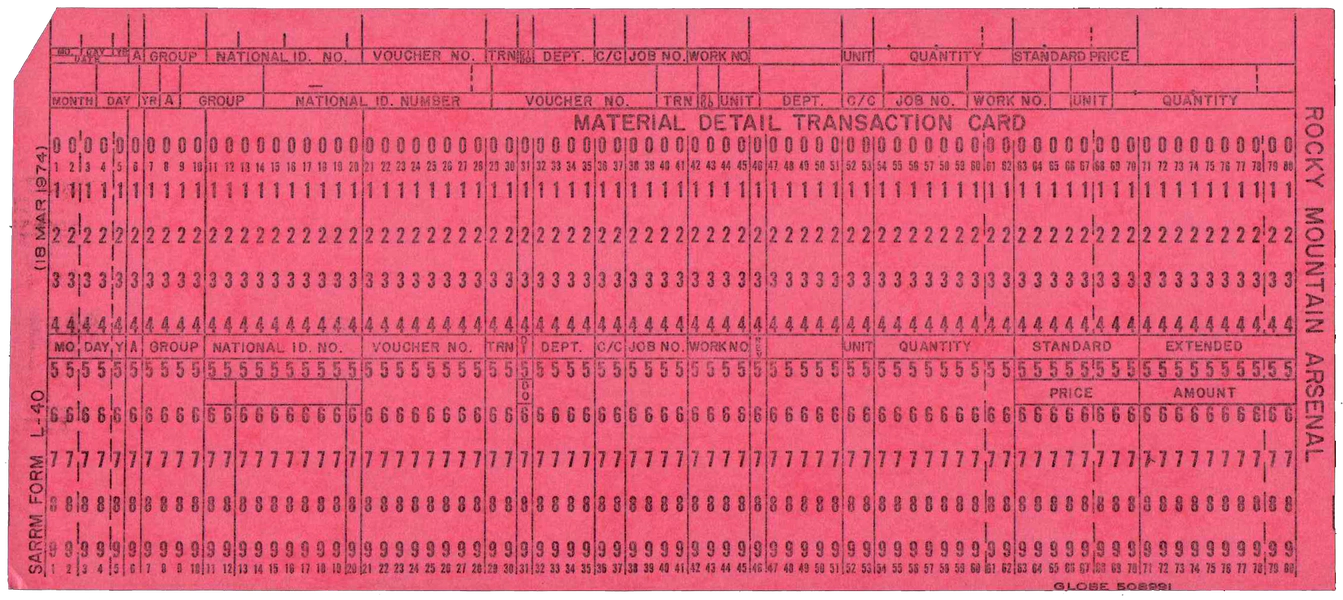 Front of unpunched card