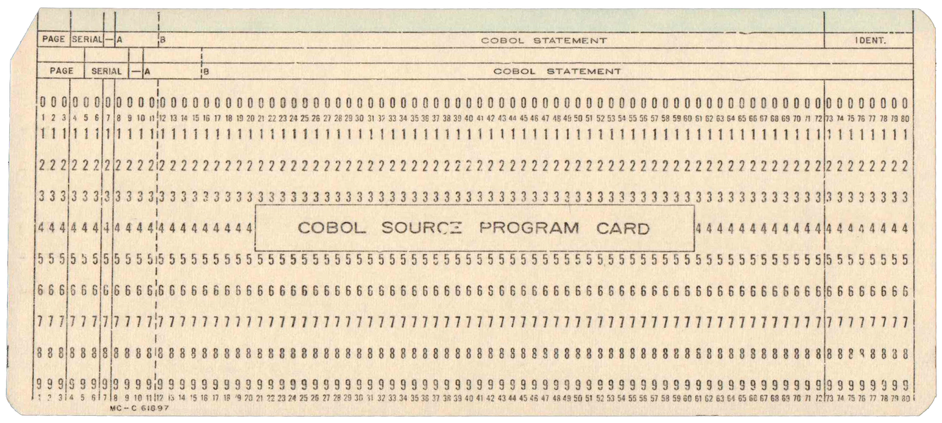 Front of punched card