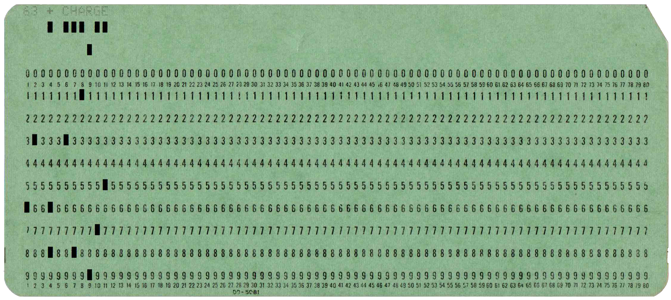 Front of punched card