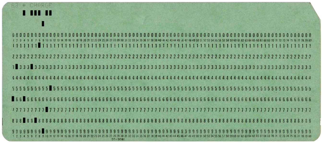 Front of punched card