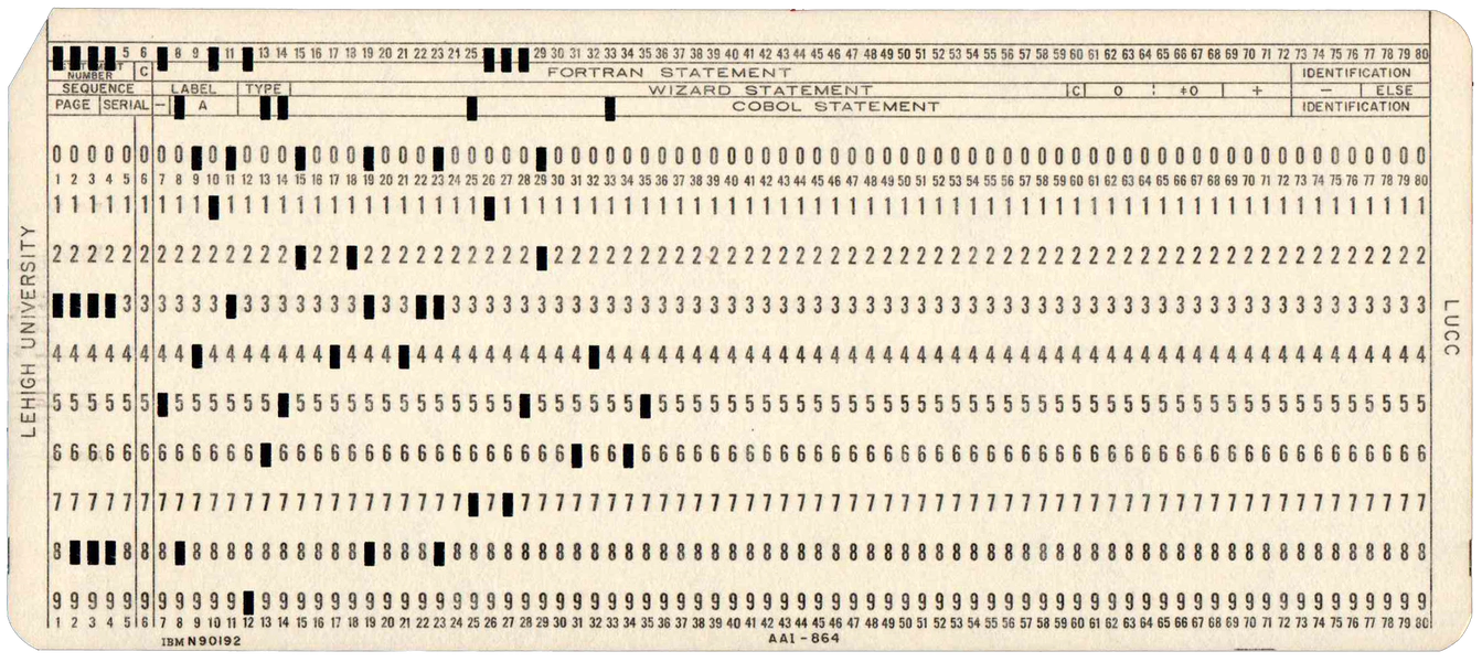 Front of punched card