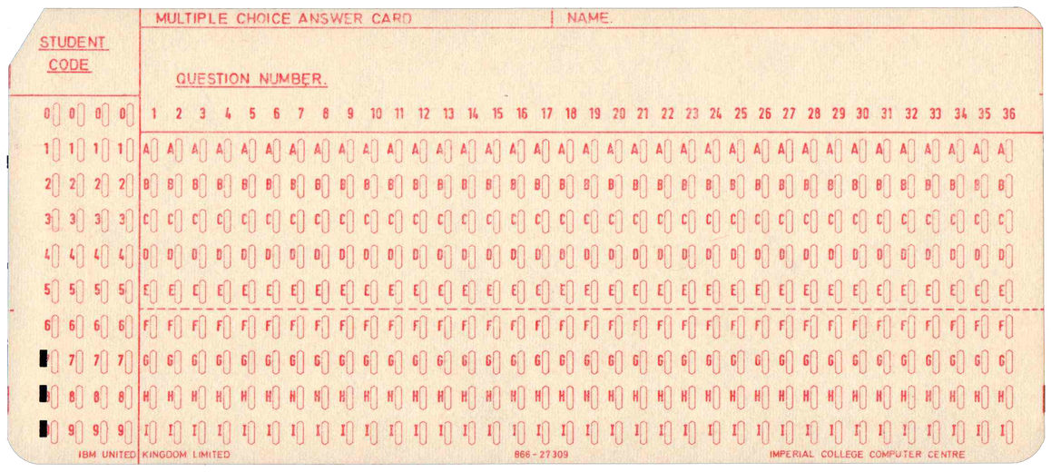 Imperial College London - Multiple Choice Answer Card