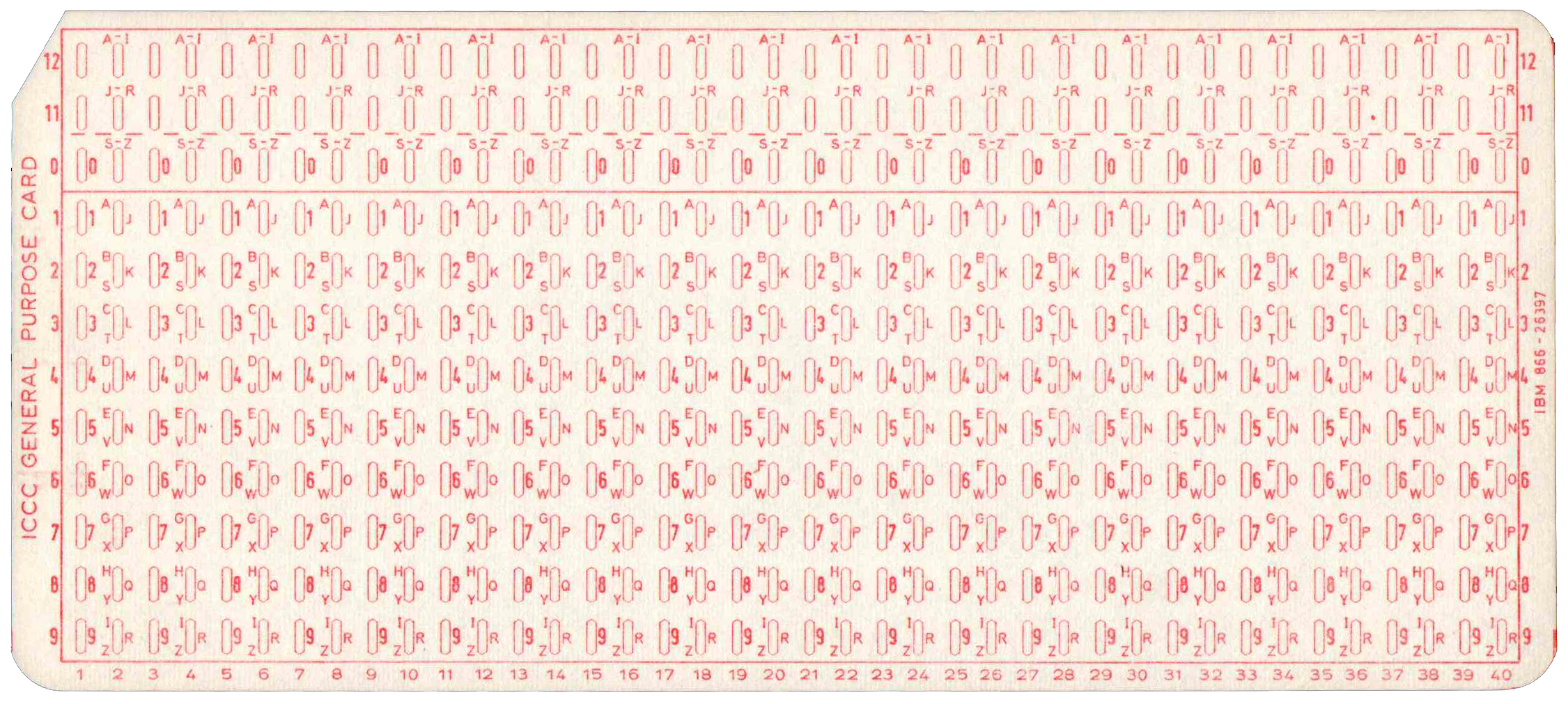 Front of unpunched card
