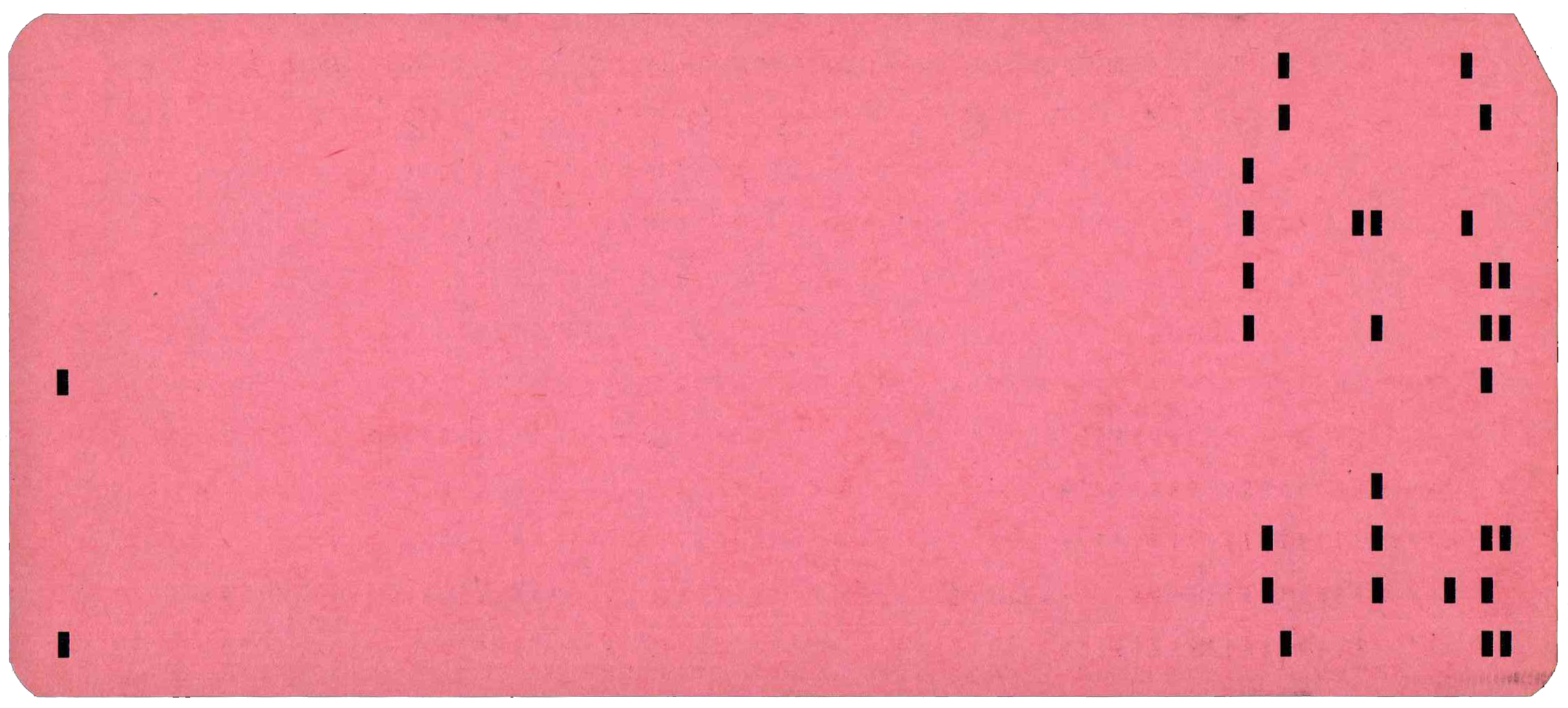 Back of punched card