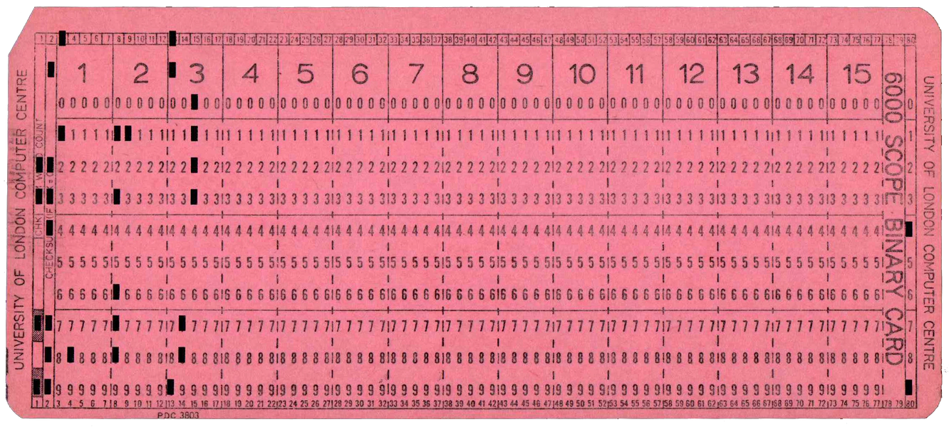 Front of punched card