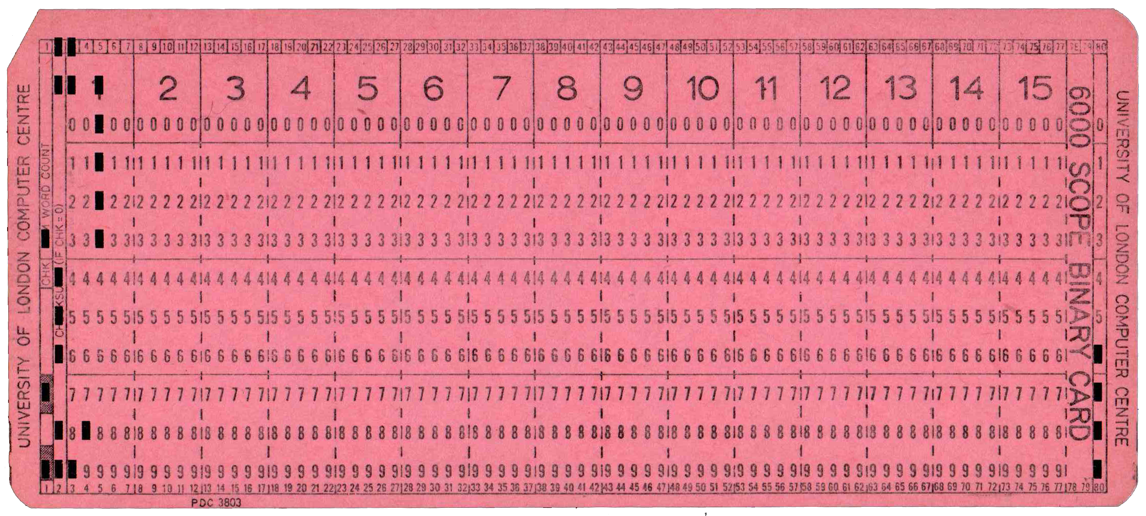 Front of punched card