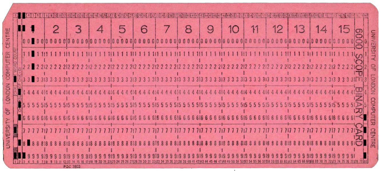 Front of punched card