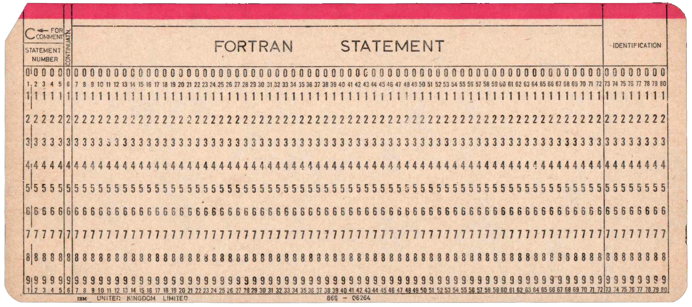 Front of unpunched card