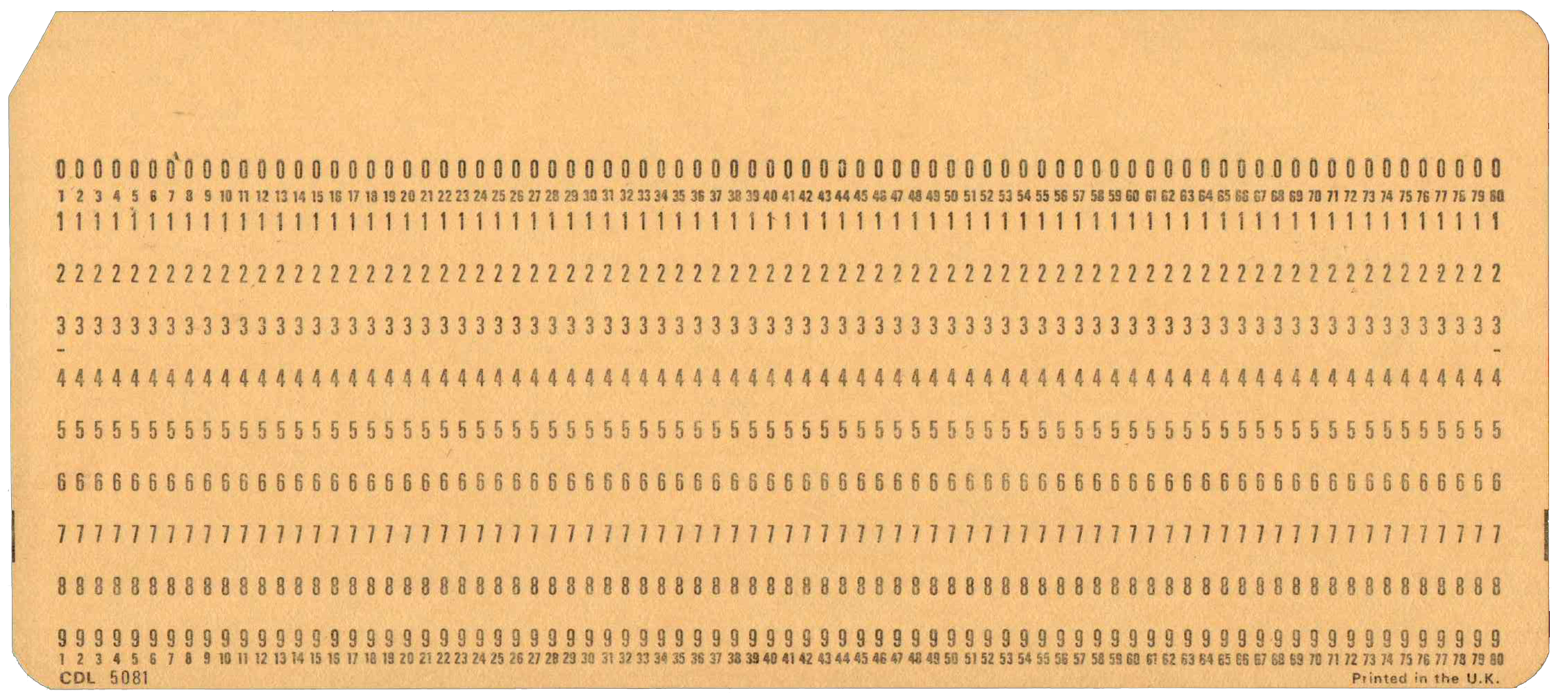 Front of unpunched card
