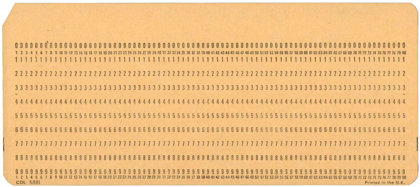 Front of unpunched card