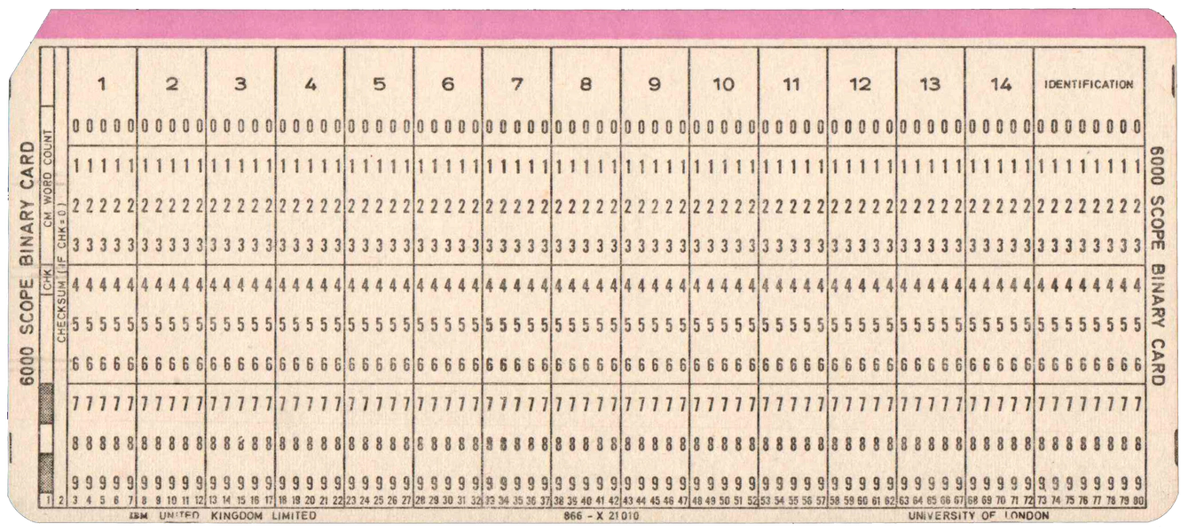 Front of unpunched card