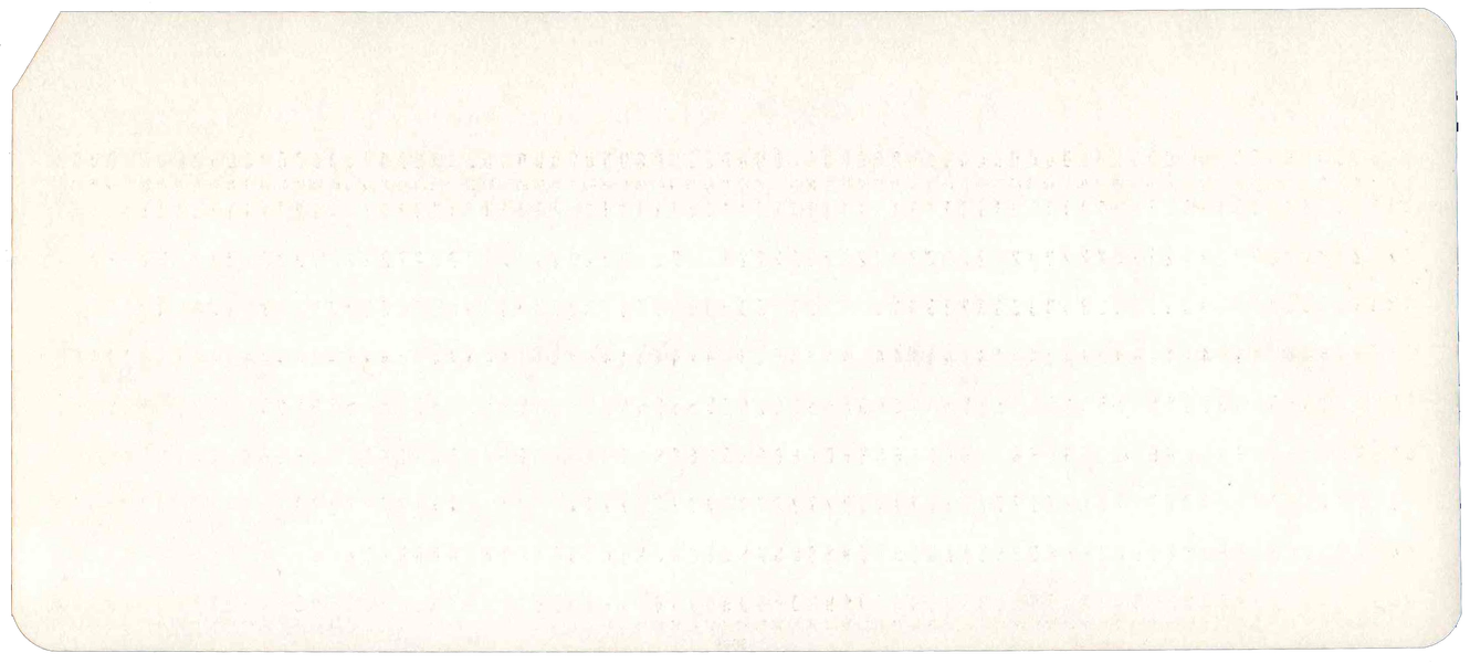 Back of unpunched card