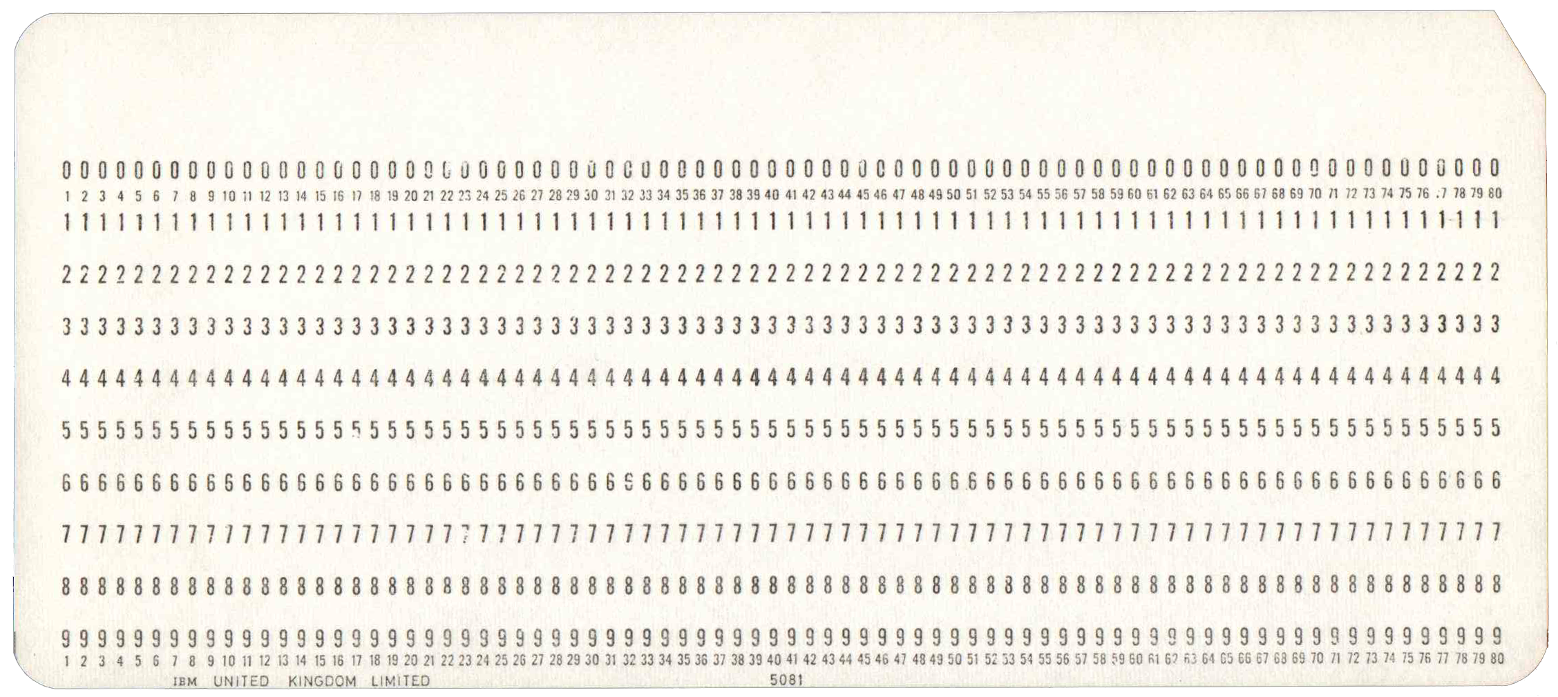 Front of unpunched card