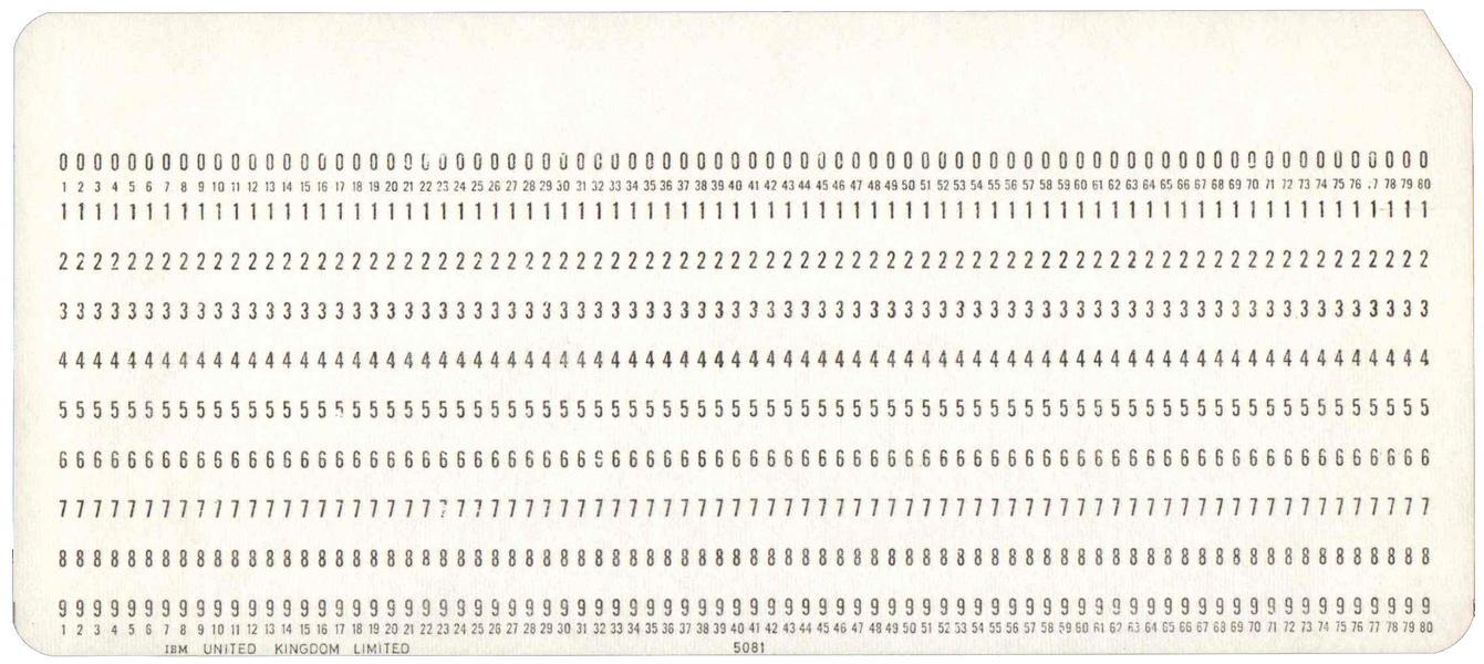 Front of unpunched card