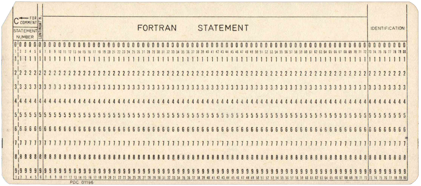 Front of unpunched card