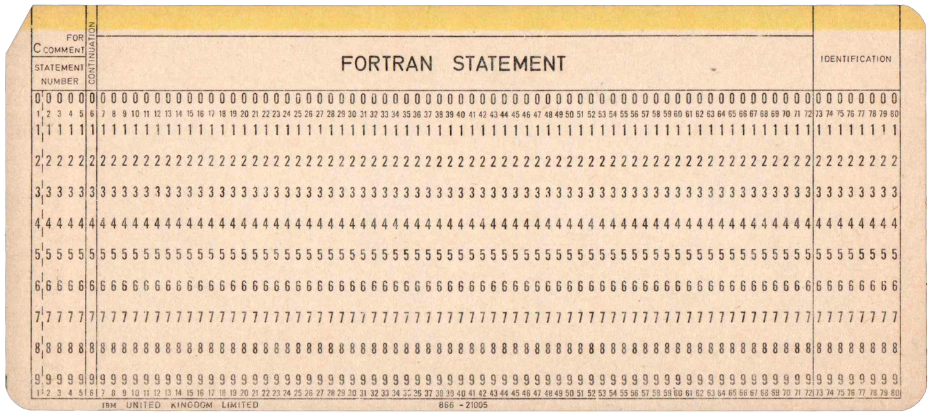 Front of unpunched card