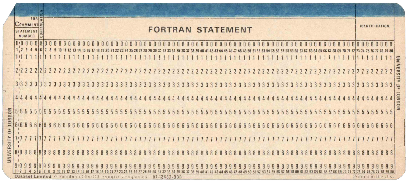 Front of unpunched card