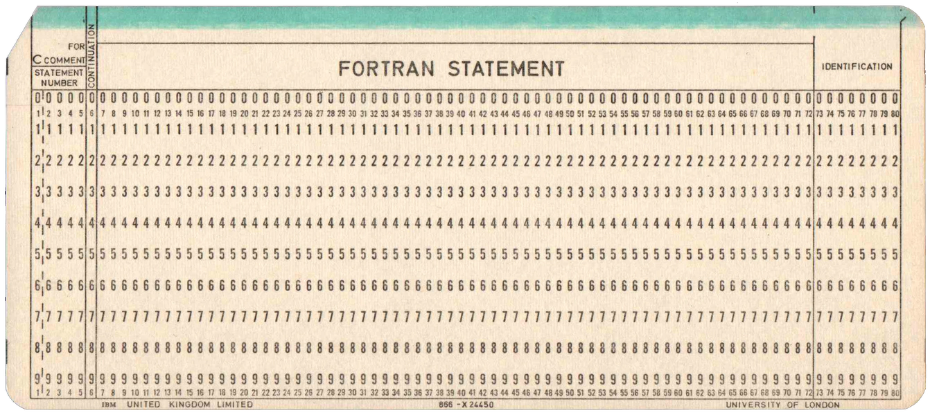 Front of unpunched card