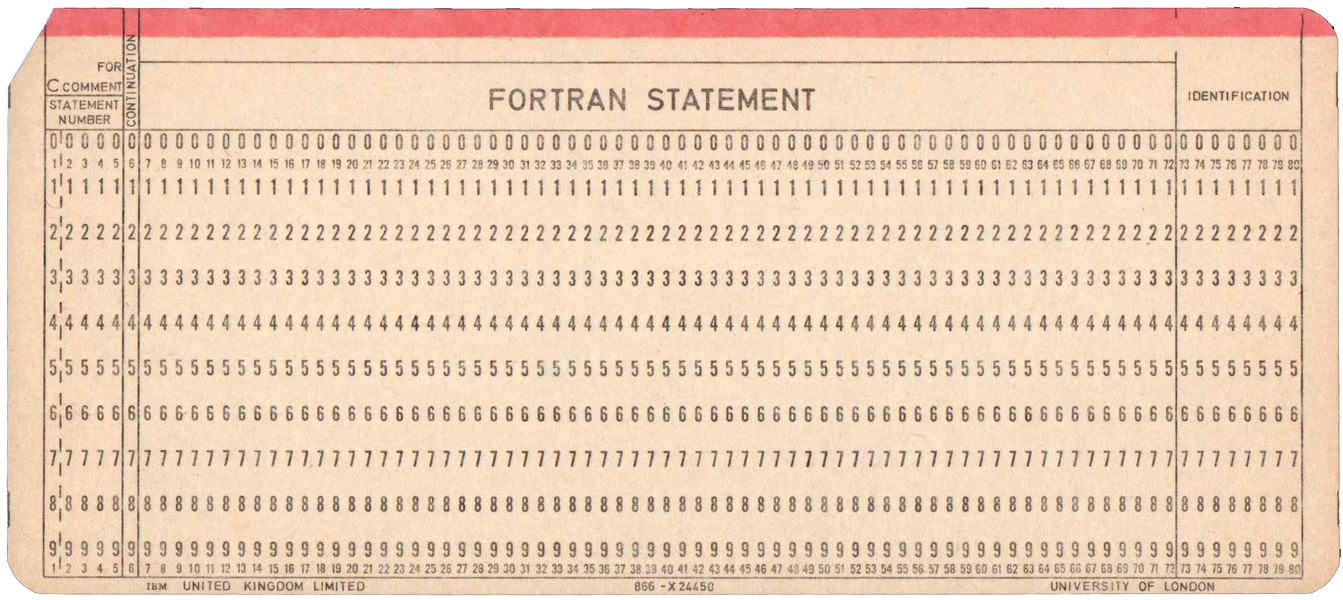 Front of unpunched card