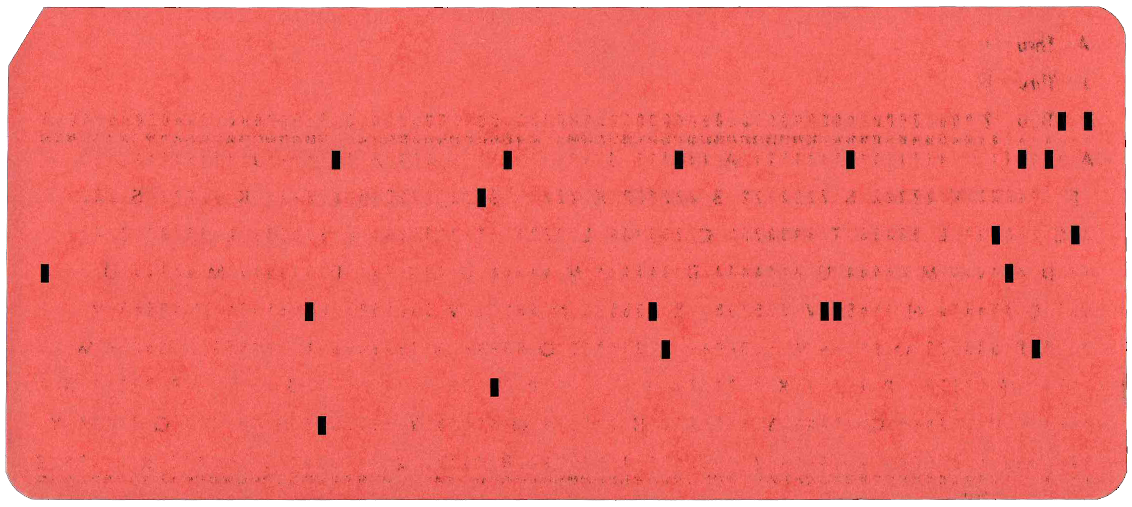 Back of punched card