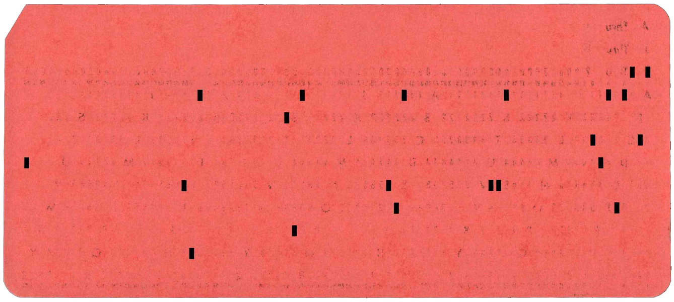 Back of punched card