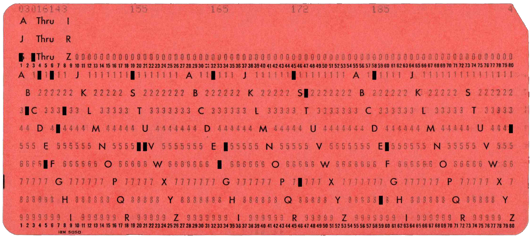 Front of punched card