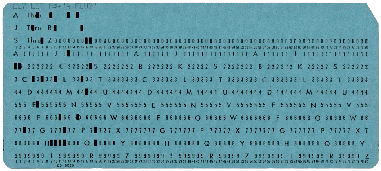 Front of punched card