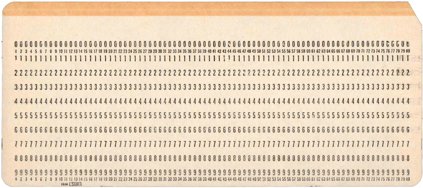 Front of punched card