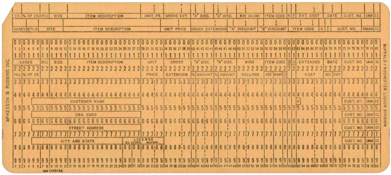 Front of punched card